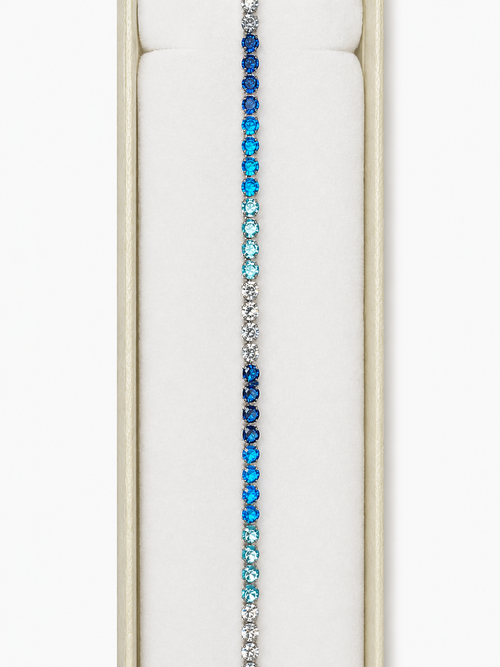 Bracciale Tennis CRYSTAL BLU MARINE - Acciaio Inossidabile con Cristalli Sfumati Blu e Acquamarina – 3 mm | 19 cm Lunghezza