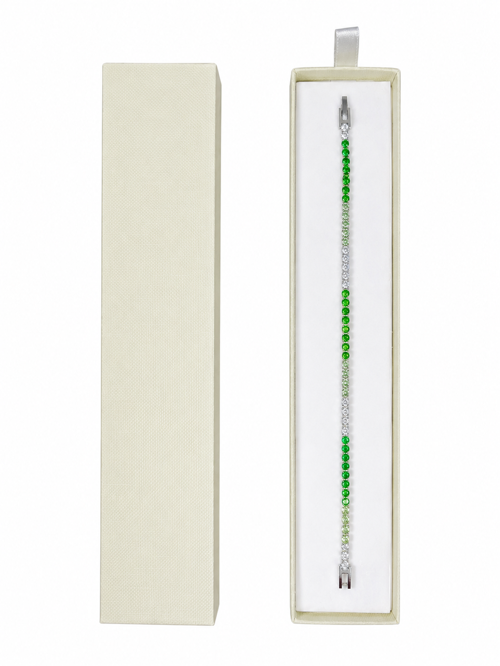 Tennis VERDE SMERALDO – Bracciale Tennis in Acciaio Inossidabile 3 mm, Lunghezza 21 cm