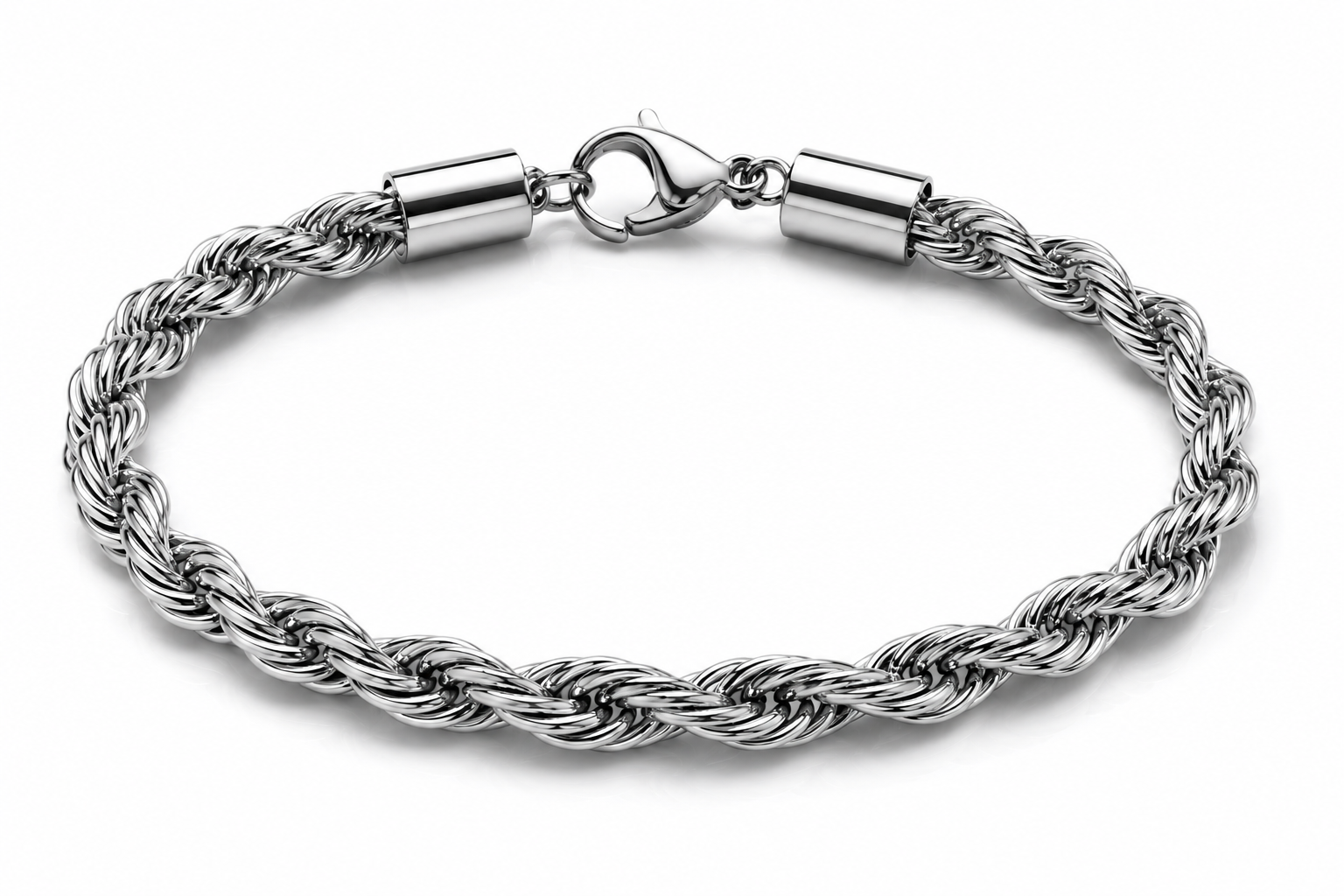 Bracciale ROPE in Acciaio Inossidabile 5mm - Color Argento – 20 cm Lunghezza