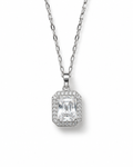 CRYSTAL ONE — Collana con Pendente Rettangolare Luminoso e Cornice di Cristalli