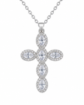 LUXE SILVER — Collana Croce Argento in Acciaio Inossidabile con Cristalli Marquise