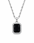 CRYSTAL ONE BLACK — Collana Argento in Acciaio Inossidabile con Pietra Scura e Zirconi Luminosi