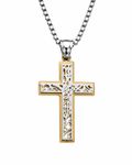 CROCE SILVER/GOLD - Croce traforata bicolore in acciaio 316L
