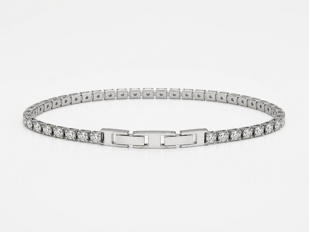 Bracciale Tennis CLASSIC in Acciaio Inossidabile con Zirconi da 3 mm – Lunghezza 20 cm