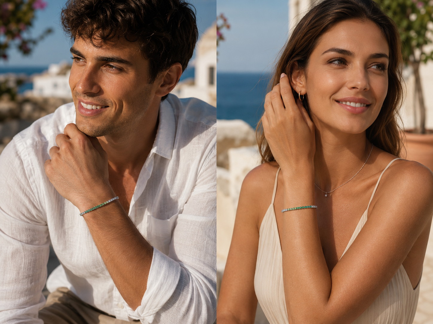 Tennis VERDE SMERALDO – Bracciale Tennis in Acciaio Inossidabile 3 mm, Lunghezza 21 cm