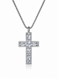 CRYSTAL CROSS - Collana Uomo in Acciaio Inossidabile con Croce di Zirconi Geometrici