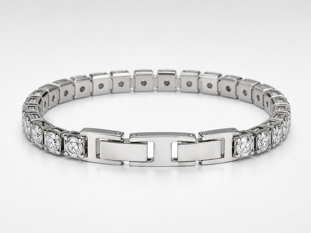 Bracciale Tennis MAXI CRYSTAL– Acciaio Inossidabile con Cristalli da 5 mm