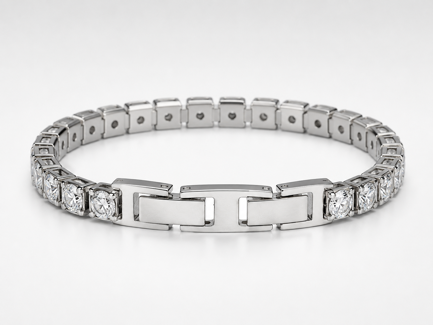 Bracciale Tennis MAXI CRYSTAL– Acciaio Inossidabile con Cristalli da 5 mm