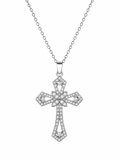 Collana Croce EVELYN GRACE  Collana in Acciaio Inossidabile con Croce Floreale Pavé di Zirconi