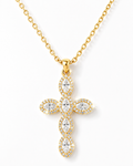LUXE GOLD — Collana Croce Dorata in Acciaio Inossidabile con Cristalli Marquise